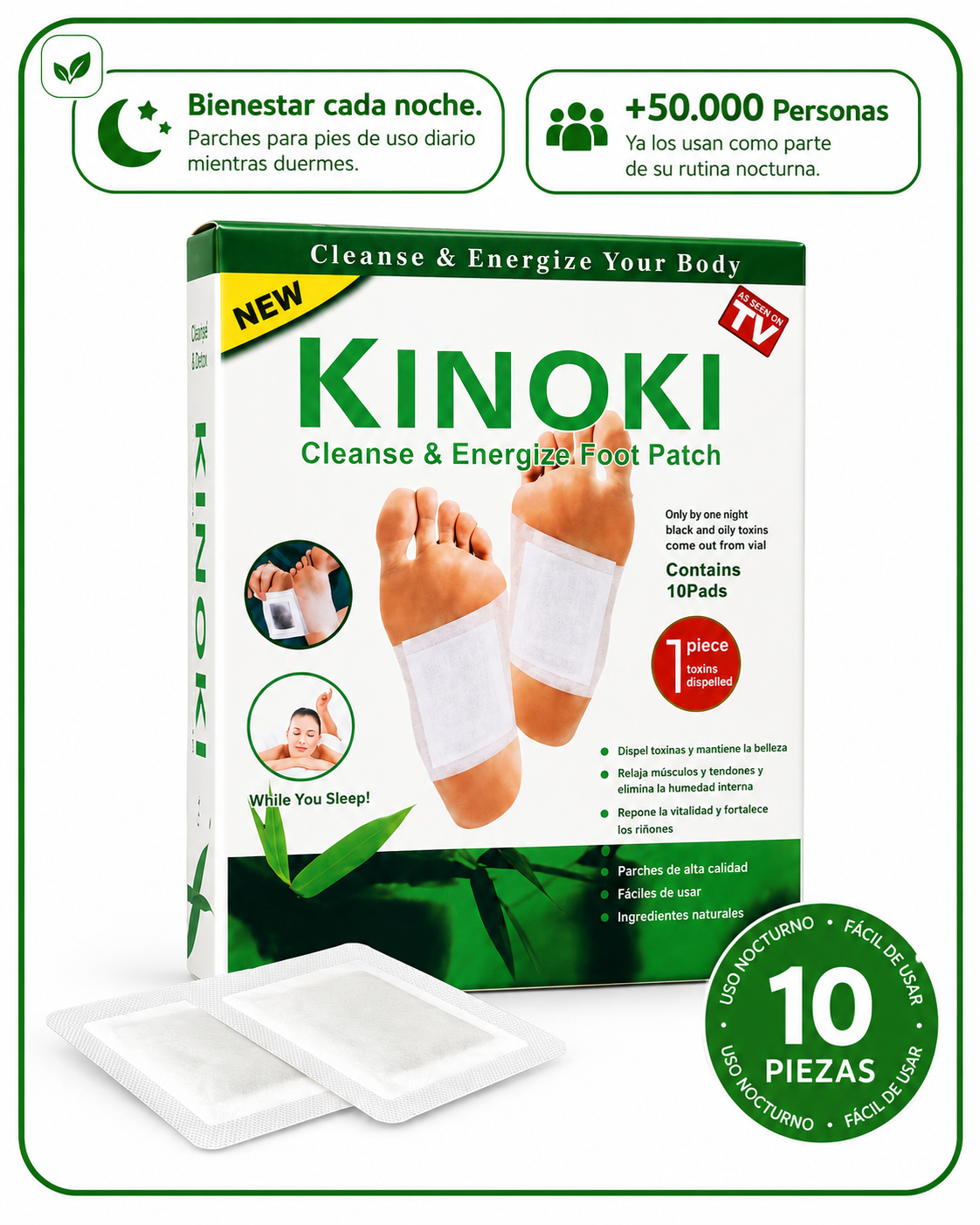 Kinoki™ Pro – Parches para Pies de Uso Nocturno y Bienestar Diario